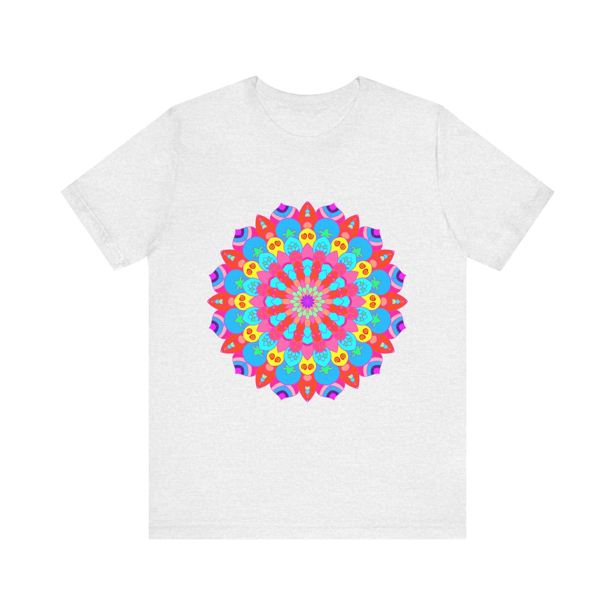 Vibrant and intricate psychedelic mandala design featured on a colorful t-shirt