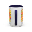 Colorful floral mandala design on ceramic coffee mug with intricate details