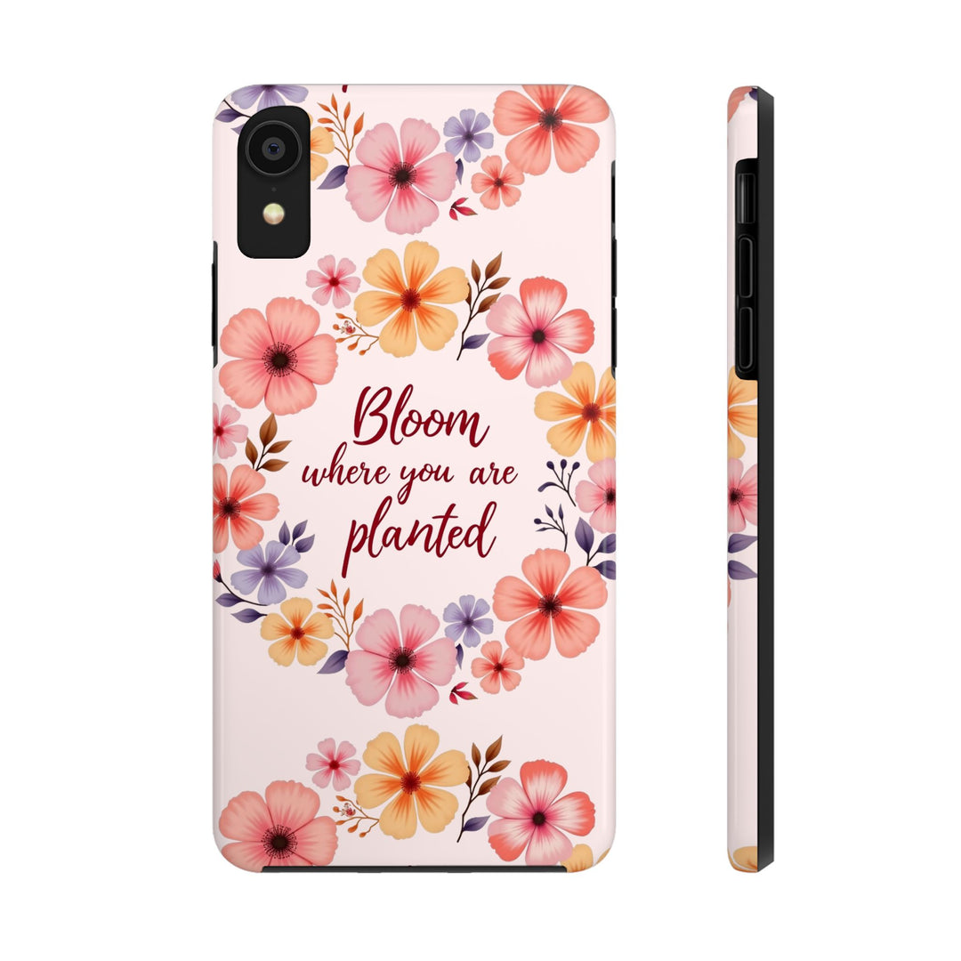 Light pink phone case with a beautiful flower garland bloom design