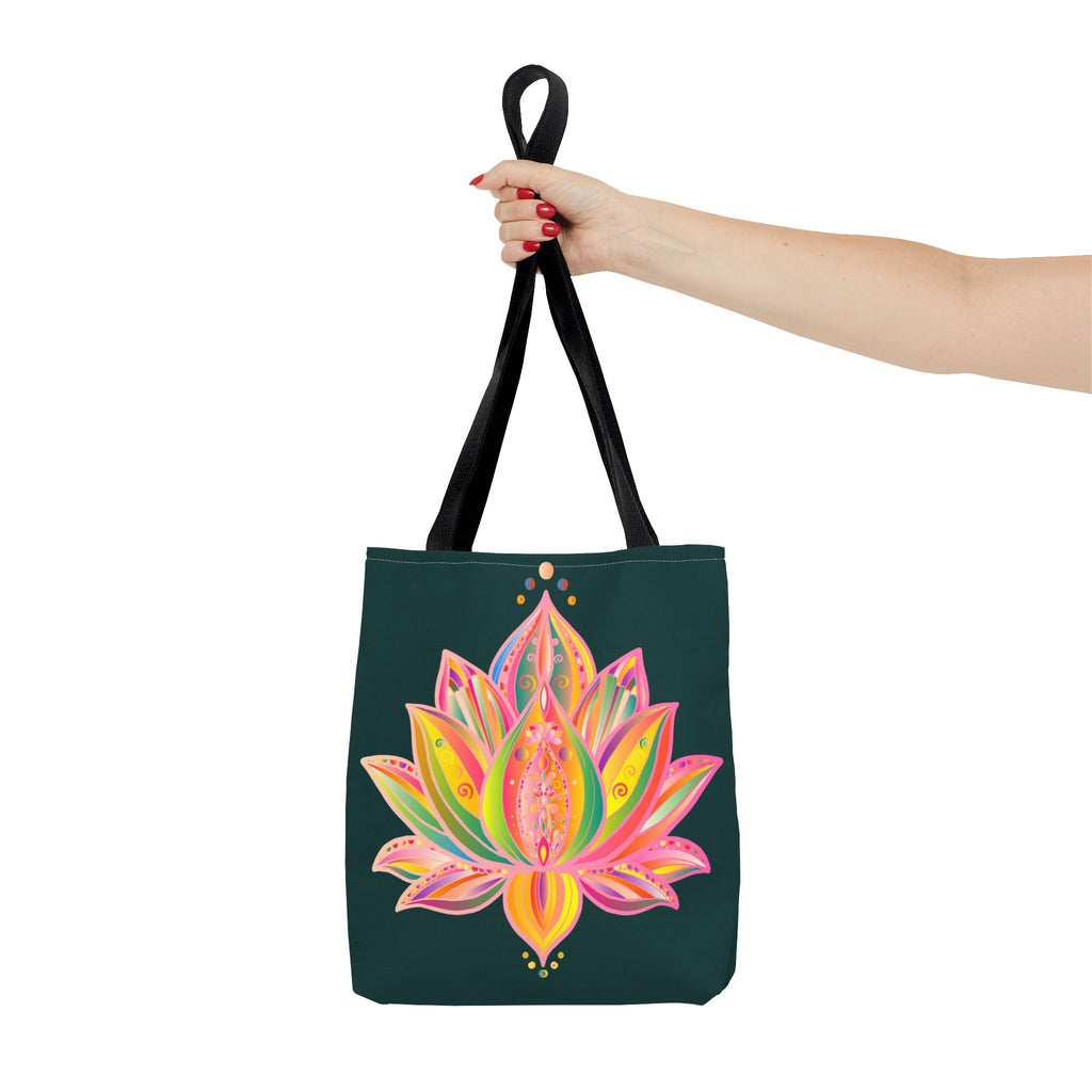 Beautiful Mandala Lotus Tote Bag with vibrant colors and intricate design