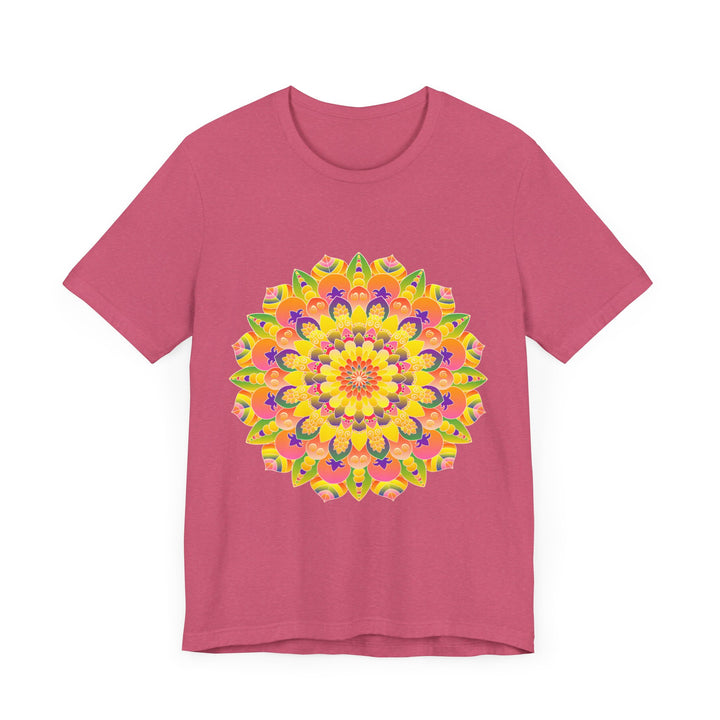 A colorful and intricate mandala design tee with spiritual art vibes