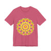 A colorful and intricate mandala design tee with spiritual art vibes