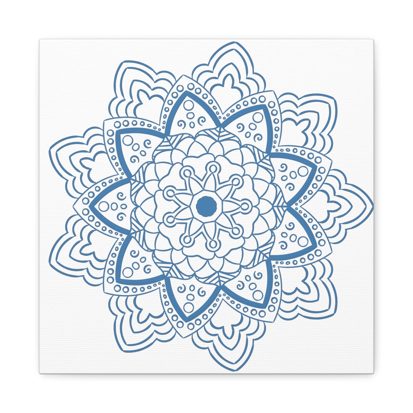 Handmade Mandala Art featuring a Steel Blue Mandala Design Wall Art on Matte Canvas, Stretched, 125 frame