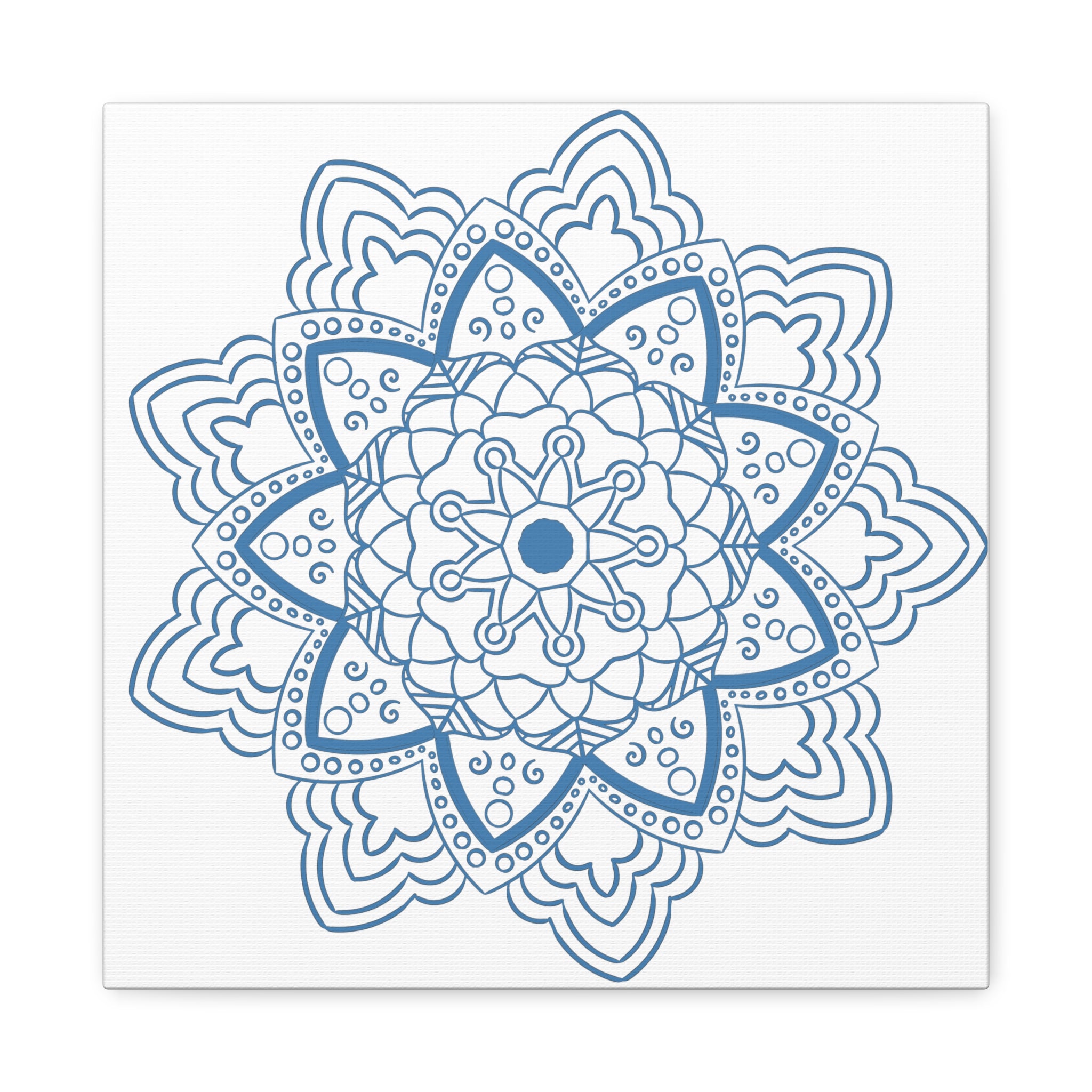 Handmade Mandala Art featuring a Steel Blue Mandala Design Wall Art on Matte Canvas, Stretched, 125 frame