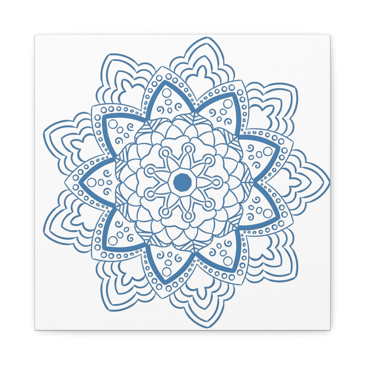 Handmade Mandala Art featuring a Steel Blue Mandala Design Wall Art on Matte Canvas, Stretched, 125 frame