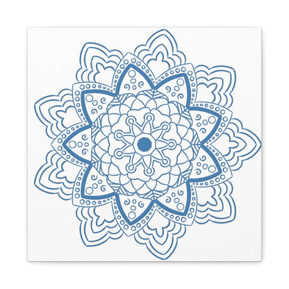 Handmade Mandala Art featuring a Steel Blue Mandala Design Wall Art on Matte Canvas, Stretched, 125 frame