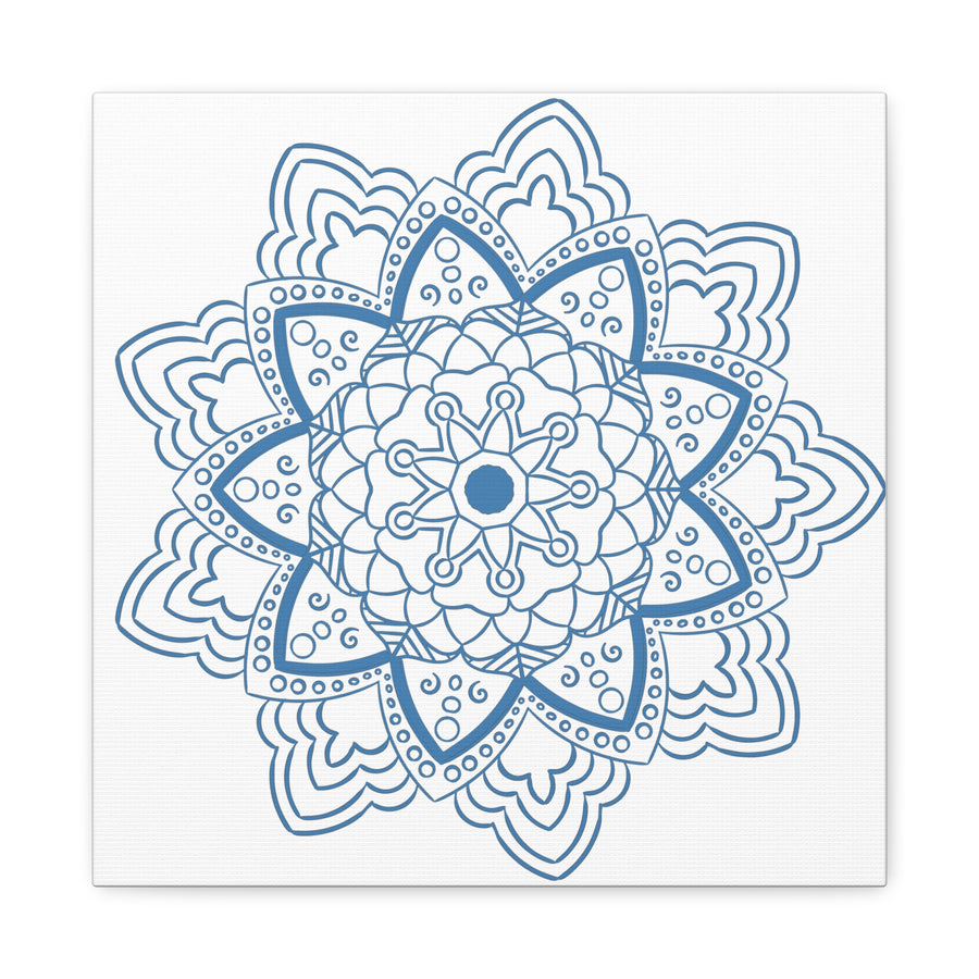 Handmade Mandala Art featuring a Steel Blue Mandala Design Wall Art on Matte Canvas, Stretched, 125 frame