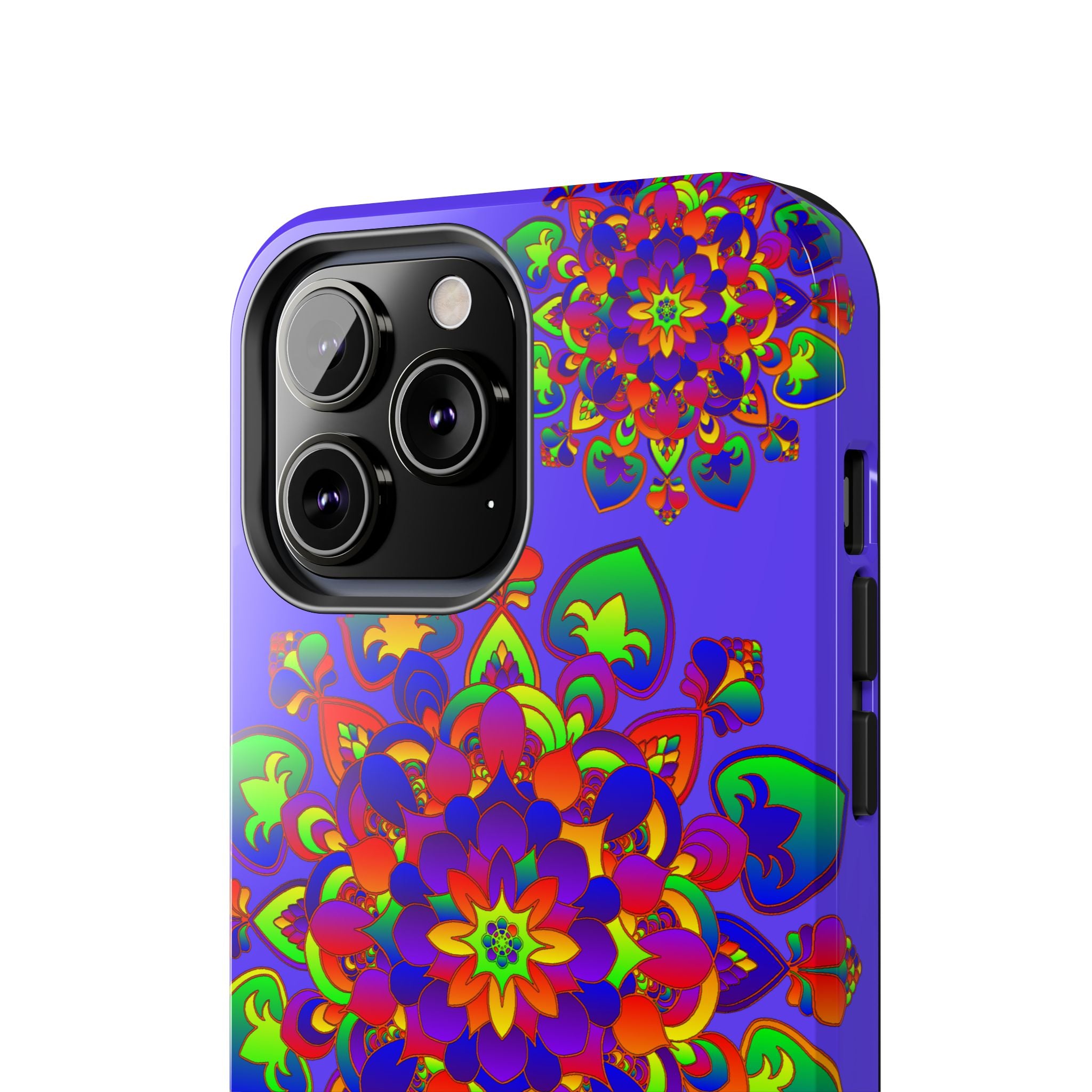 Colorful hand drawn mandala rainbow design phone case for stylish protection