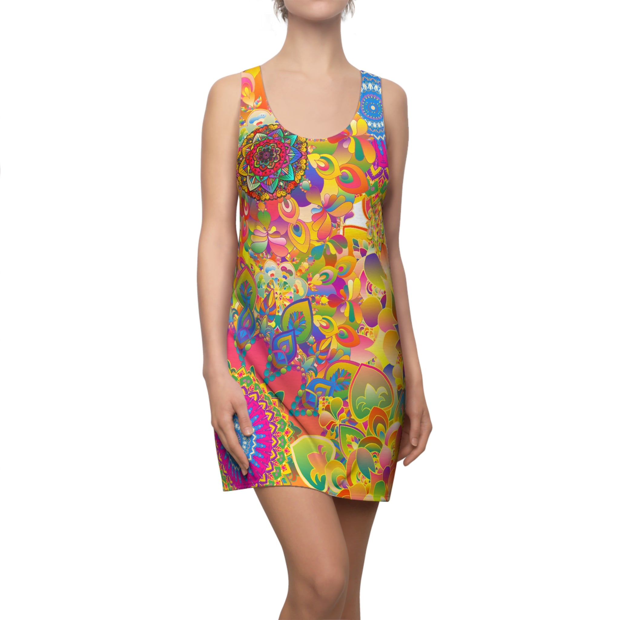 Psychedelic Floral Mandala Racerback Dress