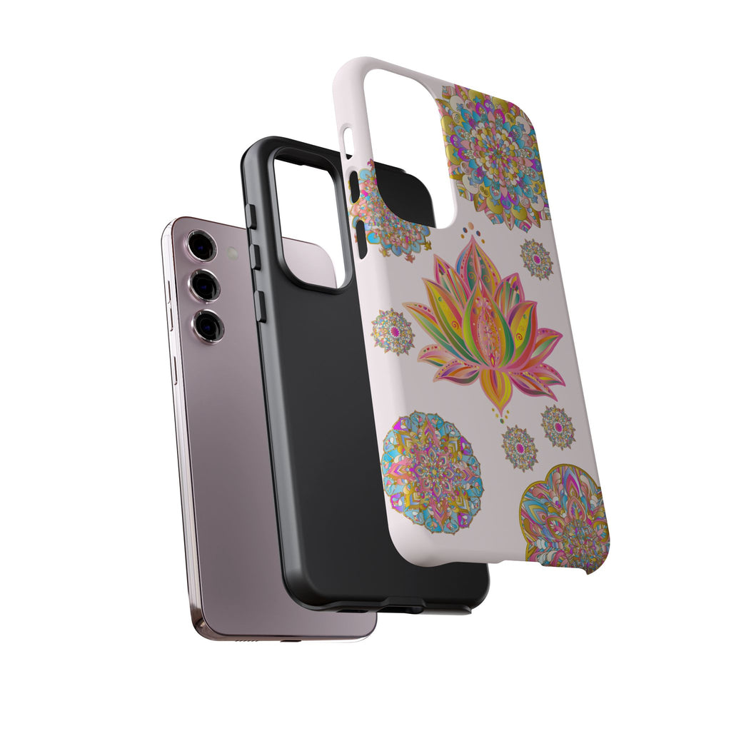 Beautiful light pink lotus flower mandala design phone case for a stylish and elegant look