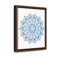 Beautiful handmade mandala design wall art in steel blue on gallery canvas wraps with a vertical frame, perfect for adding a touch of elegance to your home decor