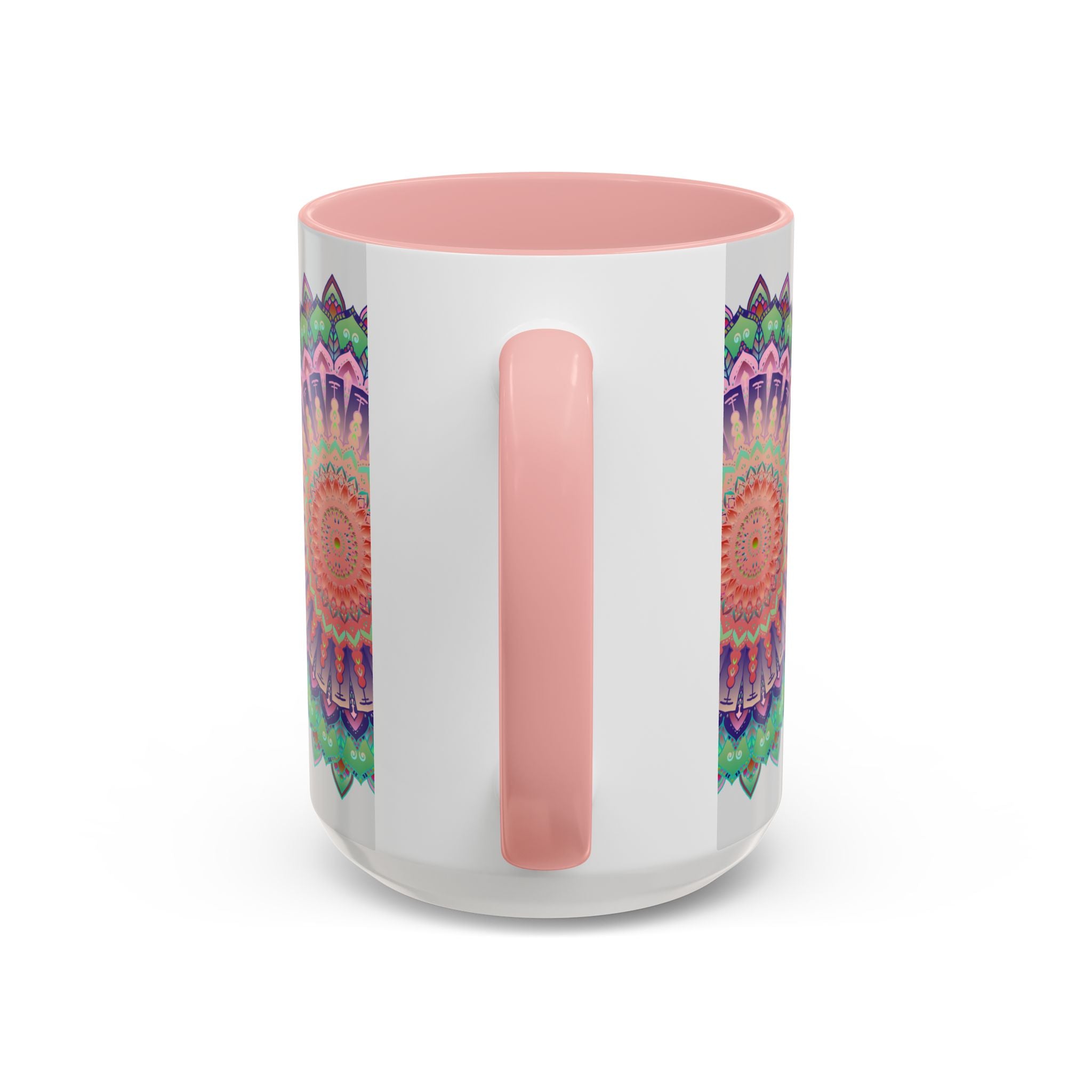 Beautiful and vibrant mandala art mug with colorful floral design