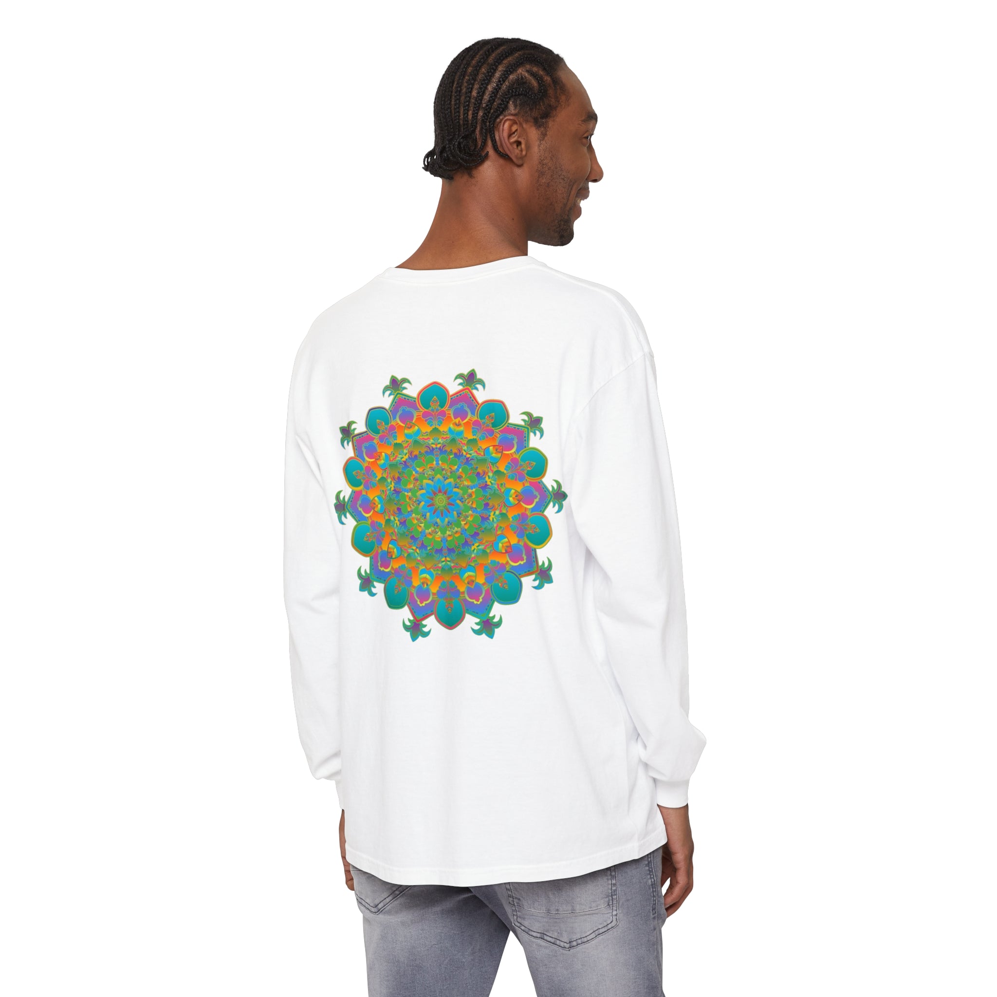 Colorful and intricate mandala design long sleeve t-shirt for all genders