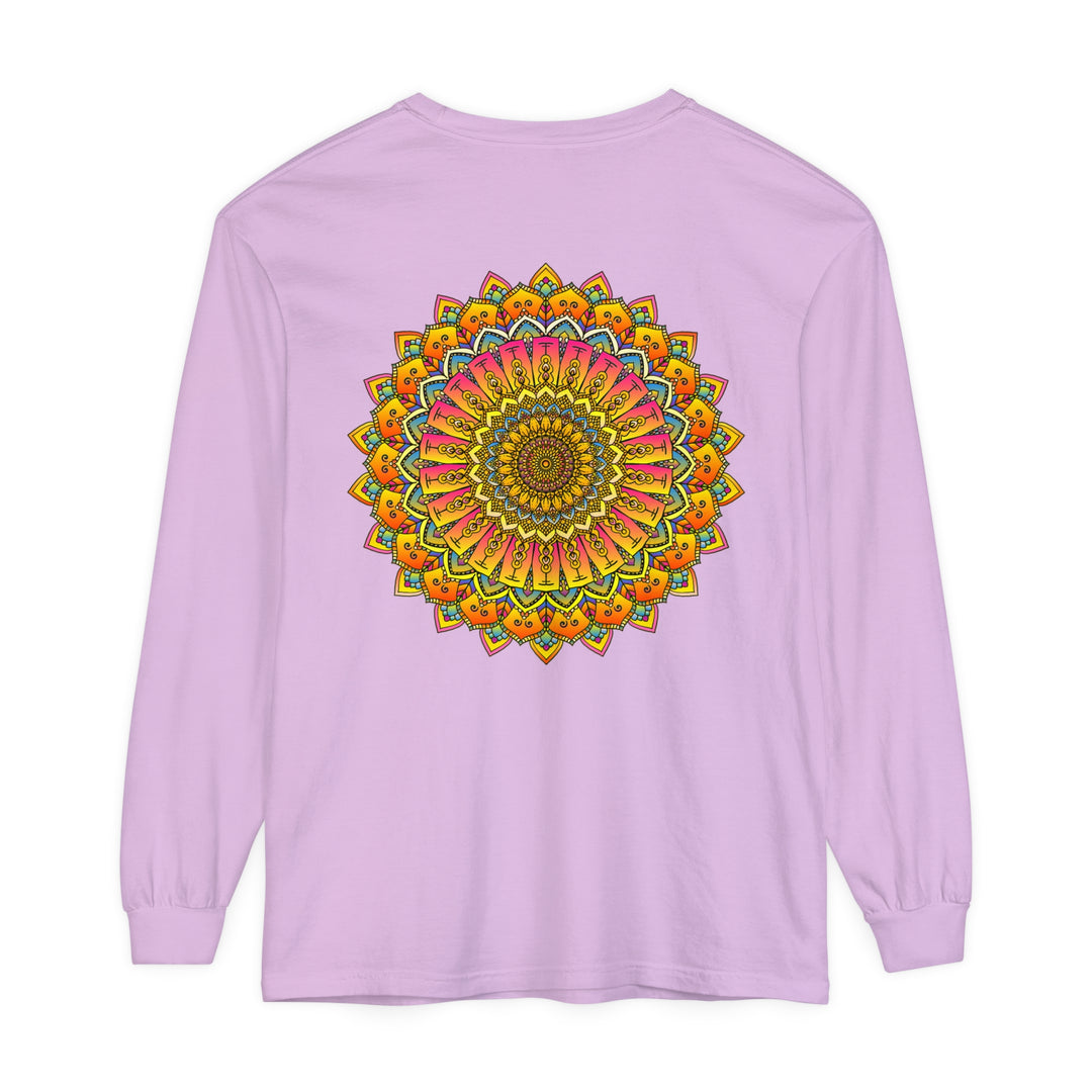 Intricate mandala design on a comfortable unisex long sleeve t-shirt