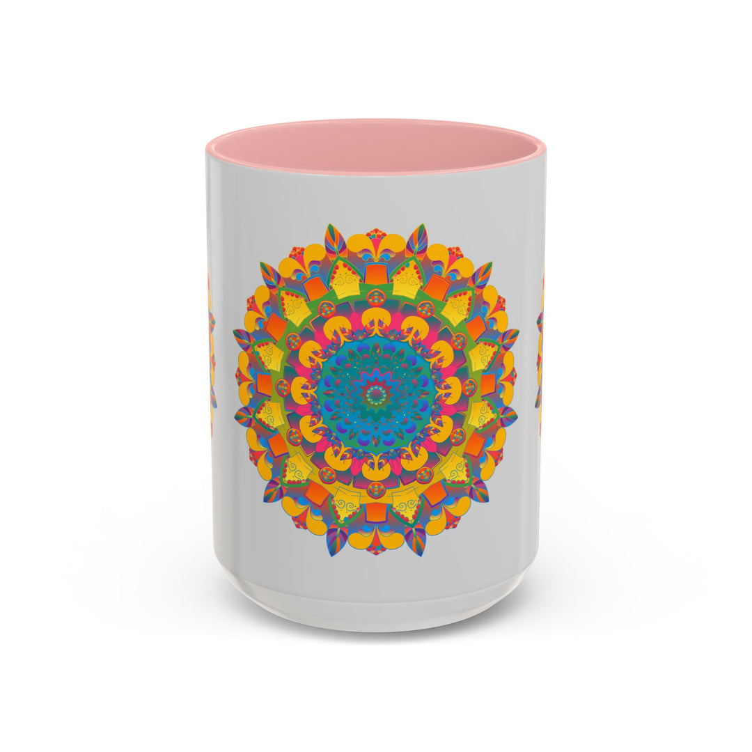 Vibrant and detailed mandala art mug in bright and lively colors