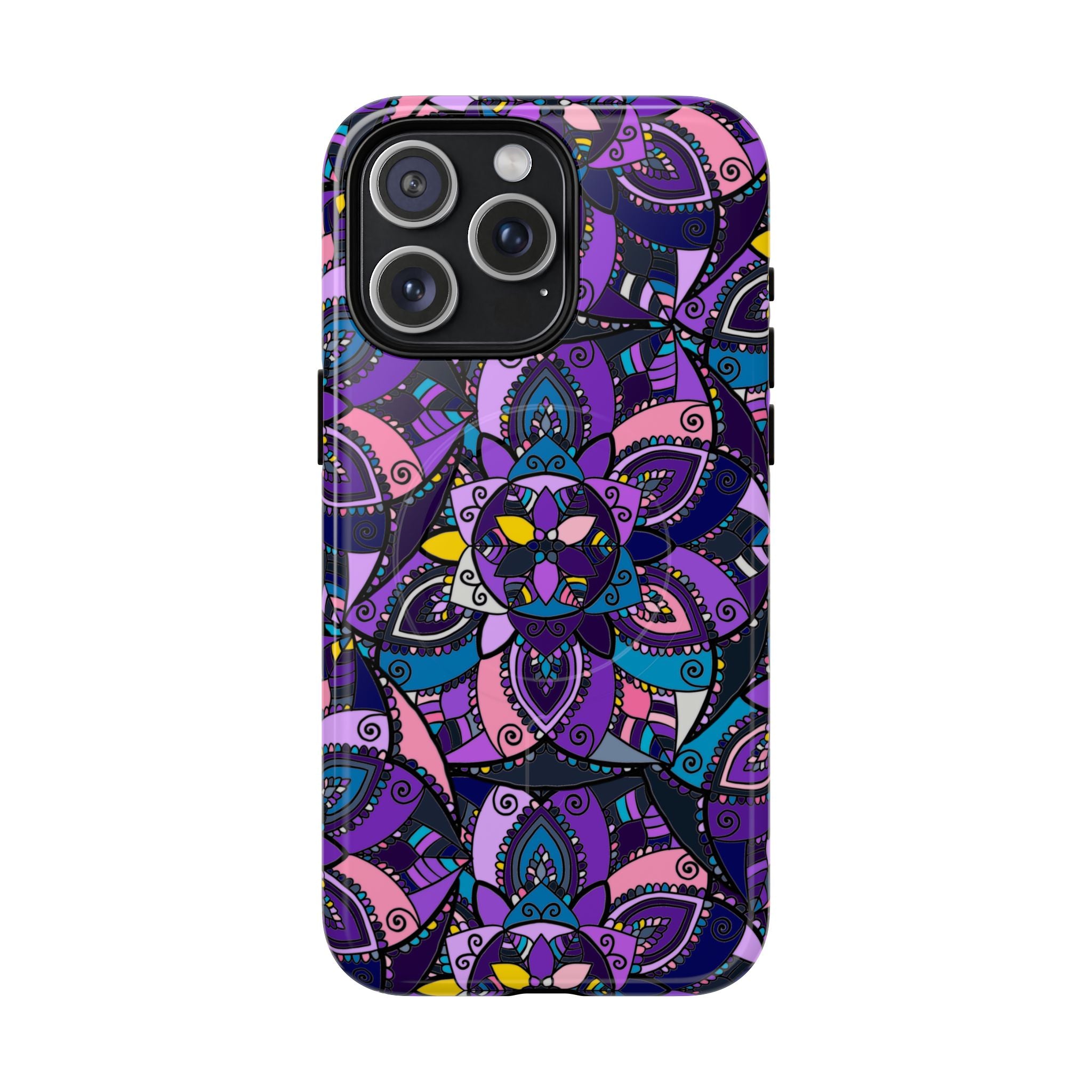 Magnetic Phone Case — Purple Mandala Floral Tough Case
