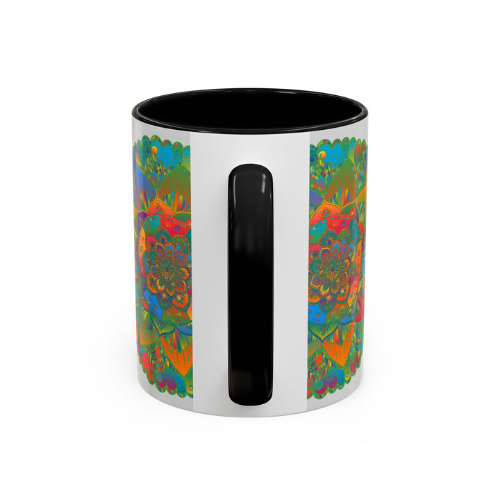 Stunning mandala art mug with a colorful and detailed floral design