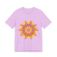 Vibrant Mandala Tee with Colorful and Intricate Design on a White Background