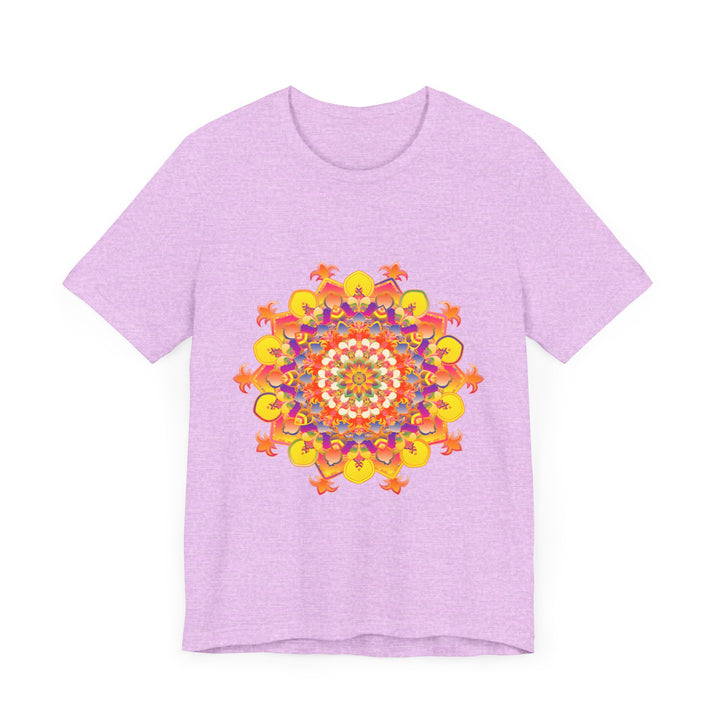 Vibrant Mandala Tee with Colorful and Intricate Design on a White Background