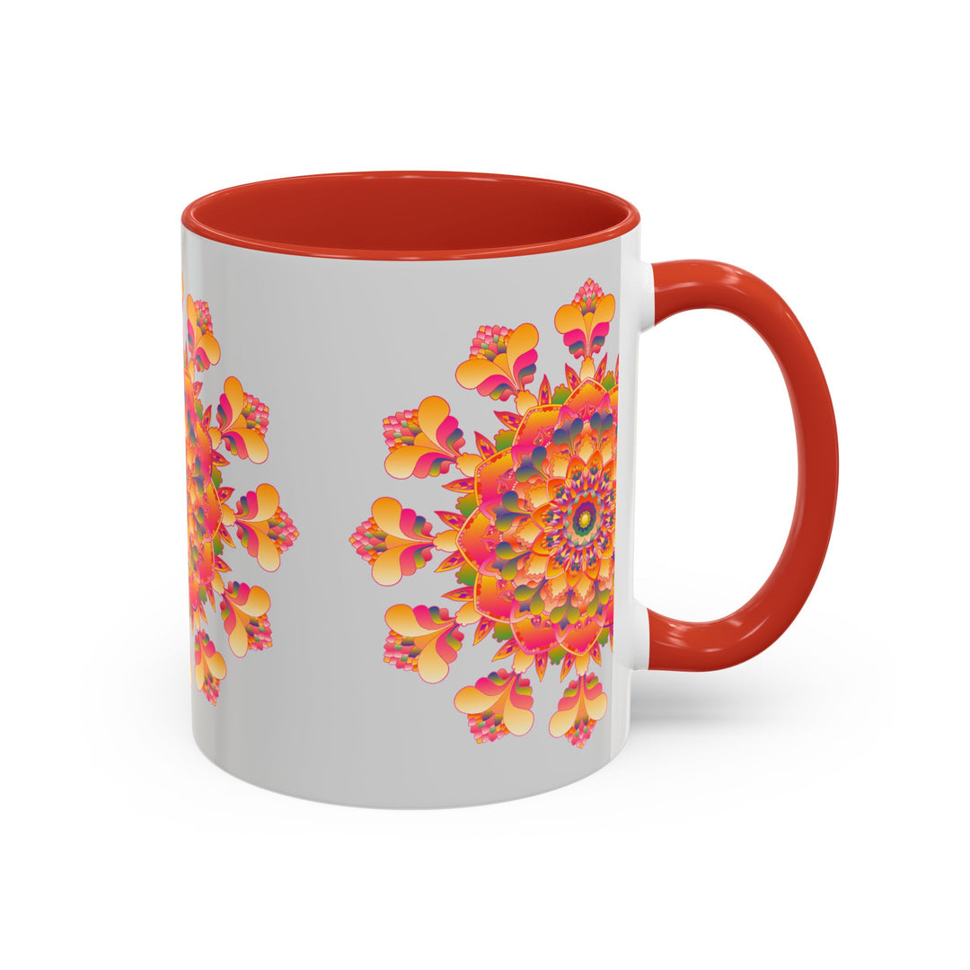 Colorful Mandala Art Mug with intricate Floral Design and Geometric Patterns