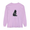 Watercolor long sleeve t-shirt featuring a beautiful black and white cat design