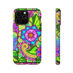 Floral Fantasy iPhone and Google Pixel Case in Bright Green Palette