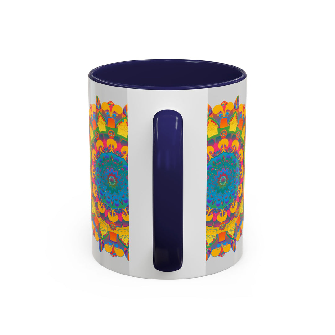 Colorful floral mandala art mug, perfect for enjoying your favorite hot beverage