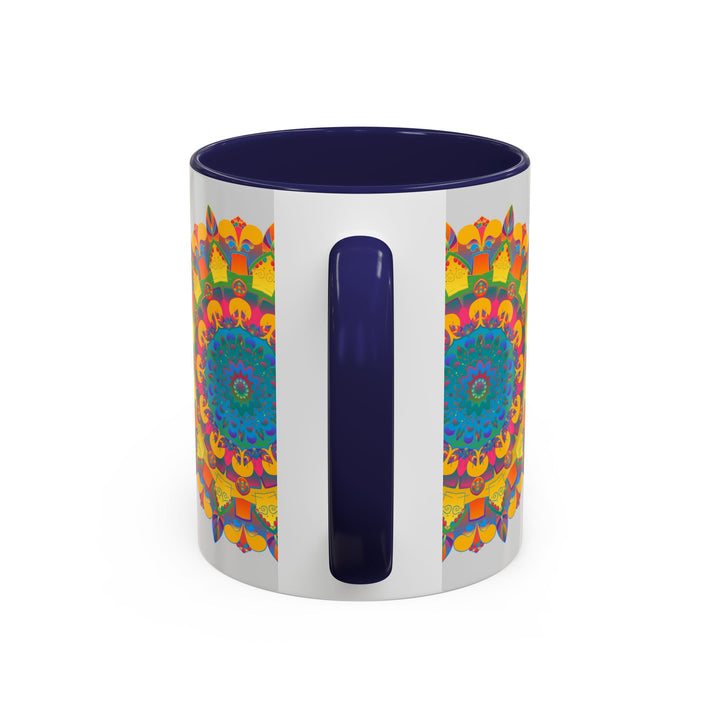 Colorful floral mandala art mug, perfect for enjoying your favorite hot beverage