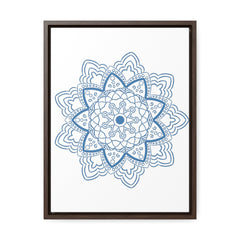 Handmade steel blue mandala design wall art on gallery canvas wraps in vertical frame