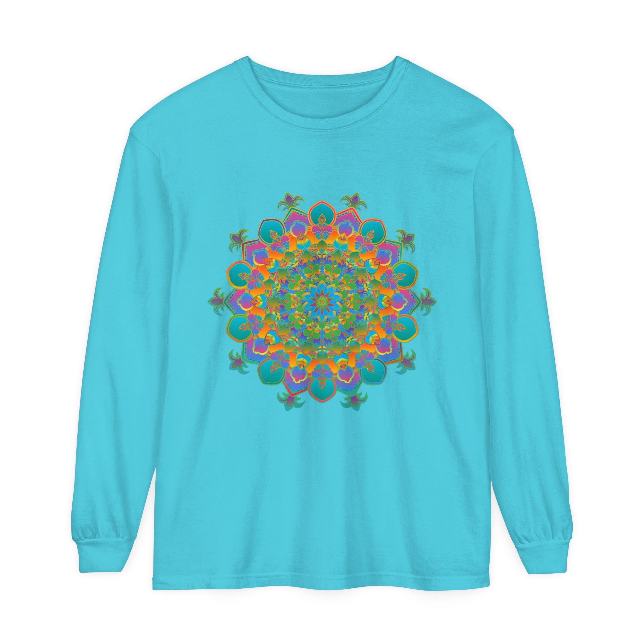 Colorful and intricate mandala design long sleeve t-shirt for men and women