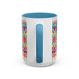 Vibrant and colorful mandala art mug with circular design