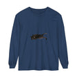 Black cat with closed eyes sleeping peacefully on a unisex long sleeve t-shirt