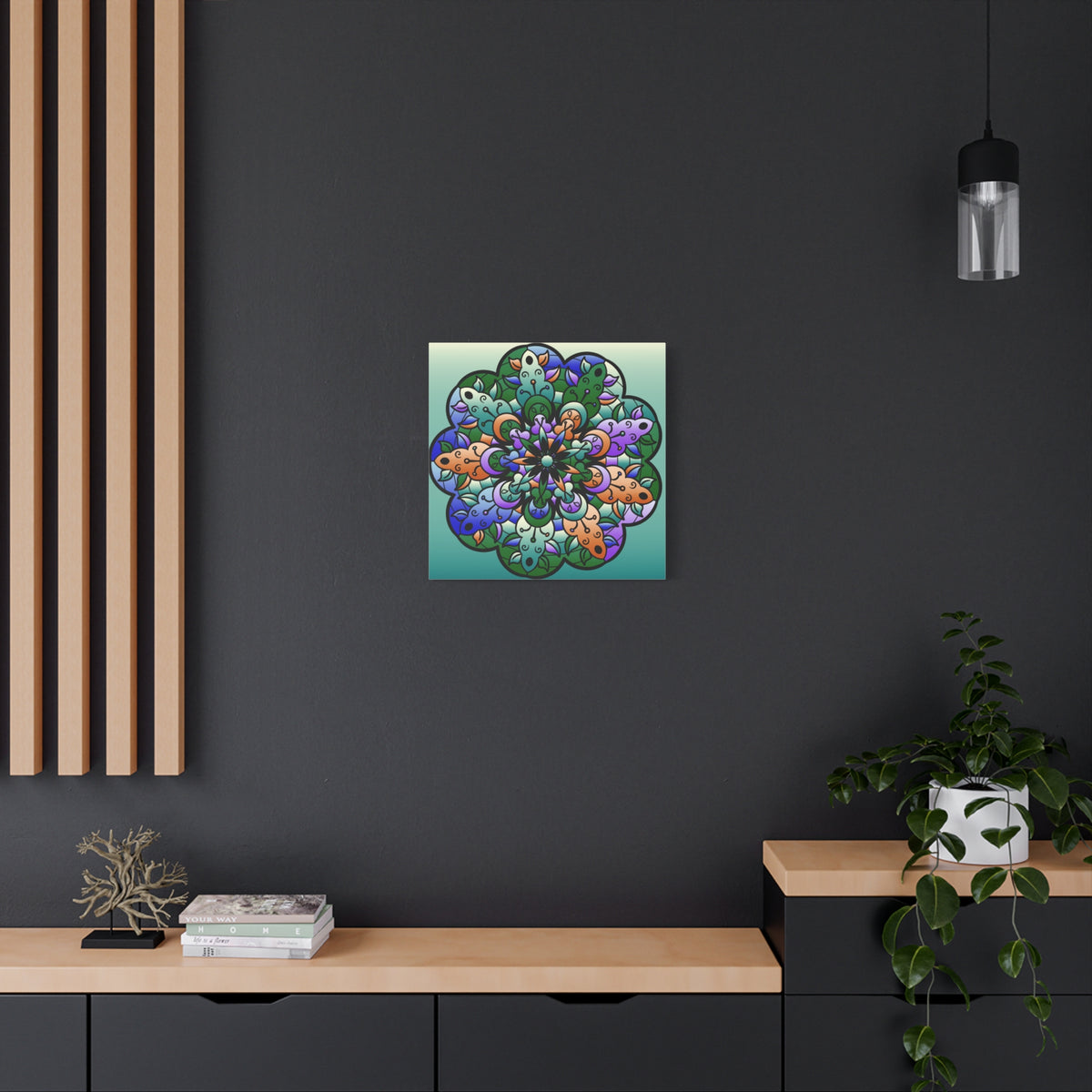 Floral Mandala Matte Canvas Print — Colorful Stretched Wall Art