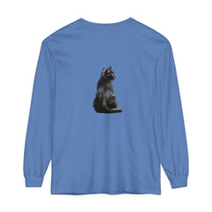 Black Cat Mystique Long Sleeve T-Shirt in black with elegant cat design