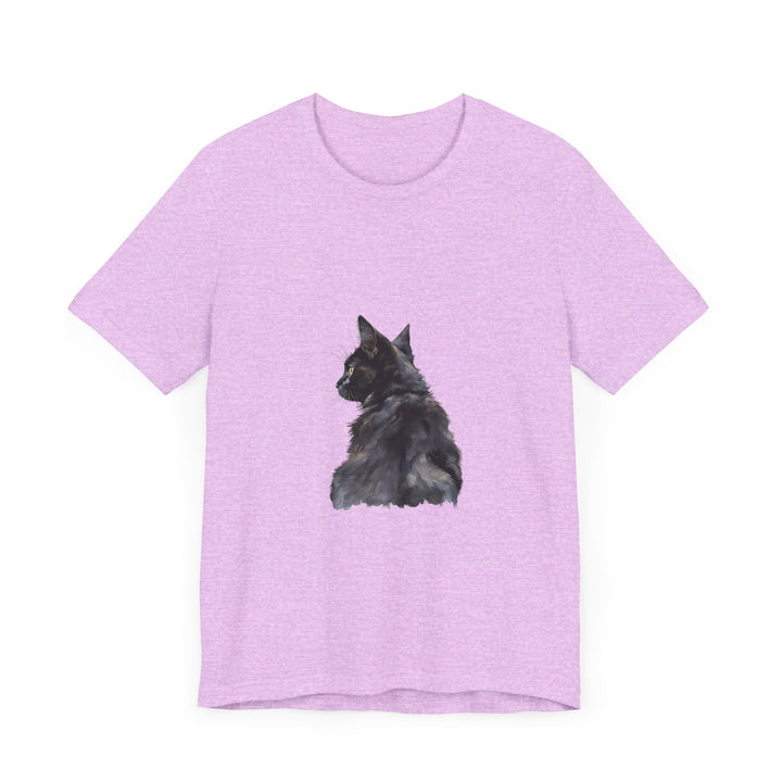 Mysterious Black Cat Watercolor Tee - a stylish and artistic design featuring a striking black cat in watercolor