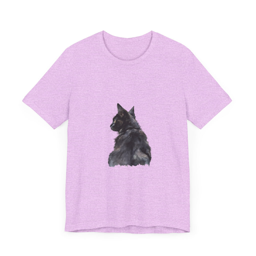 Mysterious Black Cat Watercolor Tee - a stylish and artistic design featuring a striking black cat in watercolor