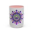 Beautiful and vibrant mandala art mug with colorful floral design