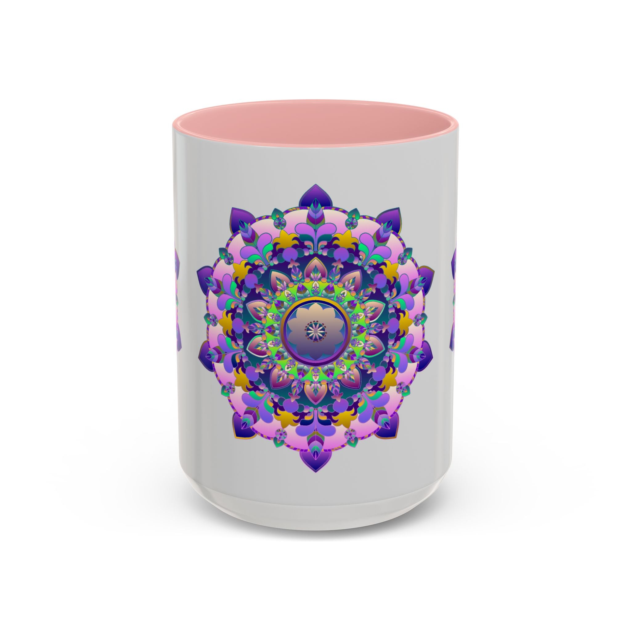 Beautiful and vibrant mandala art mug with colorful floral design