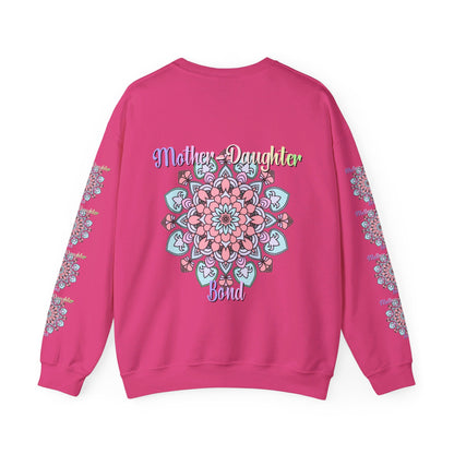 Unisex heavy blend crewneck sweatshirt featuring 'Mother-Daughter Bond' design, perfect birthday gift for mom