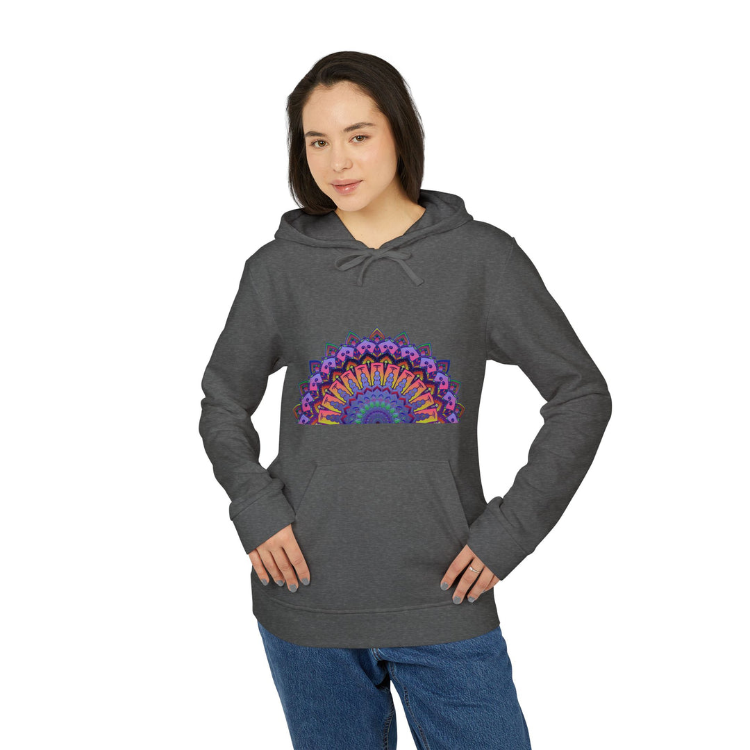 Cozy and stylish Blululi Custom Mandala Fleece Hoodie with intricate mandala design