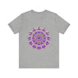 A close-up image of a black Intricate Floral Mandala Tee featuring a detailed mandala design in the center and intricate floral patterns surrounding it