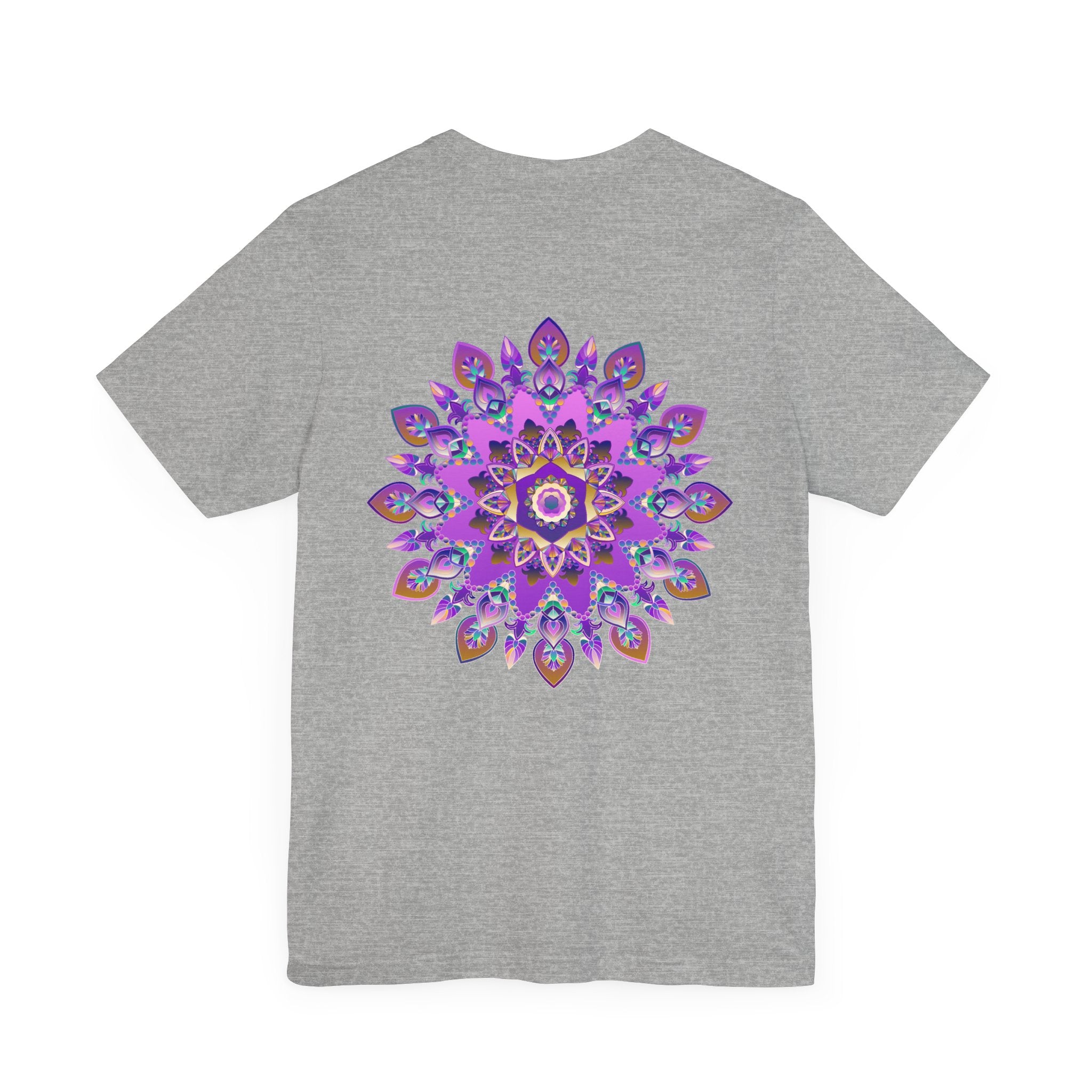 Beautiful purple mandala t-shirt featuring intricate spiritual design for peace and harmony