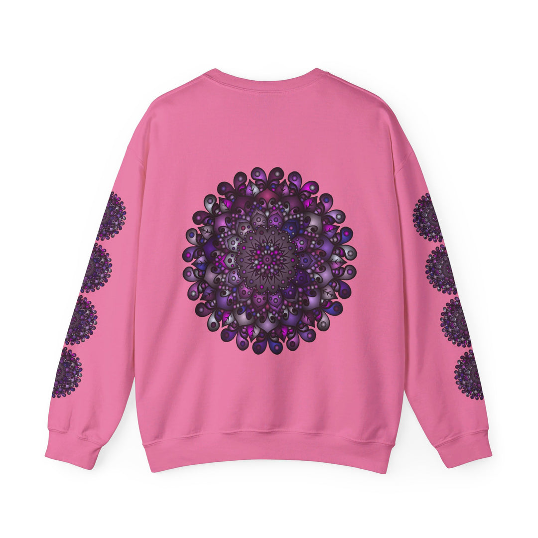 Unisex Heavy Blend™ Crewneck Sweatshirt featuring a vibrant purple mandala design