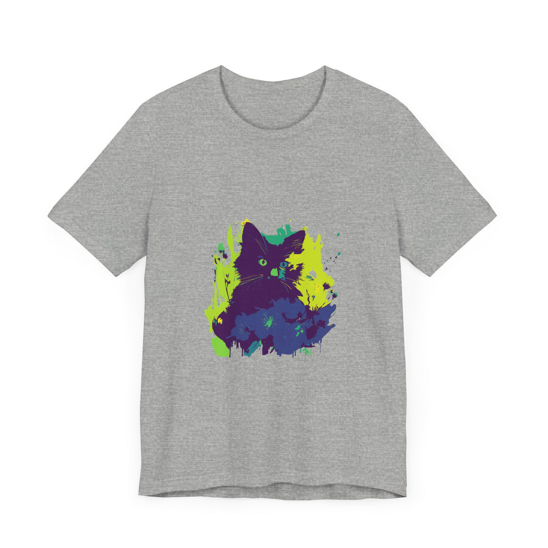 Black Cat Mystery - Abstract T-Shirt featuring a mysterious black cat design on a stylish and comfortable t-shirt