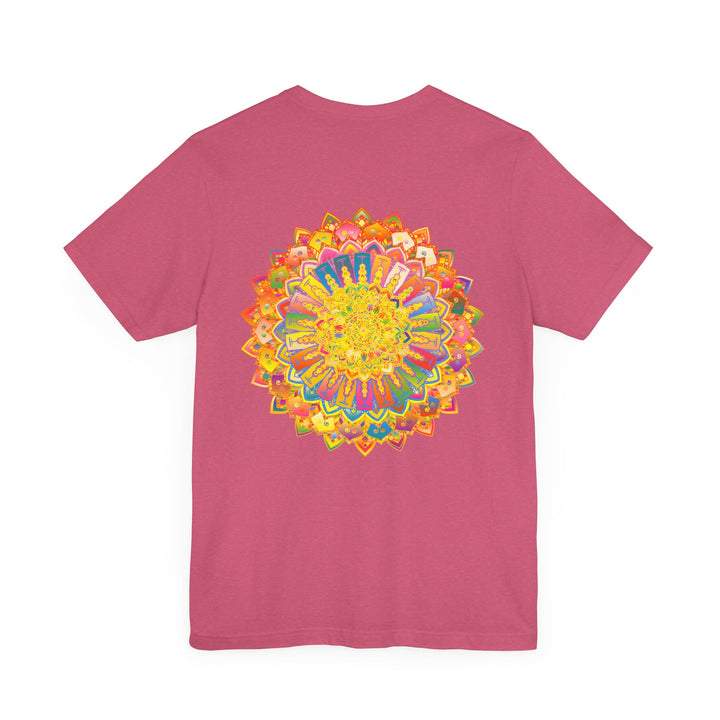 Colorful mandala tee with intricate design symbolizing spiritual peace and harmony