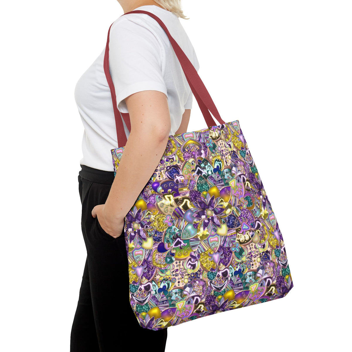 Colorful Purple Floral Pattern Tote Bag