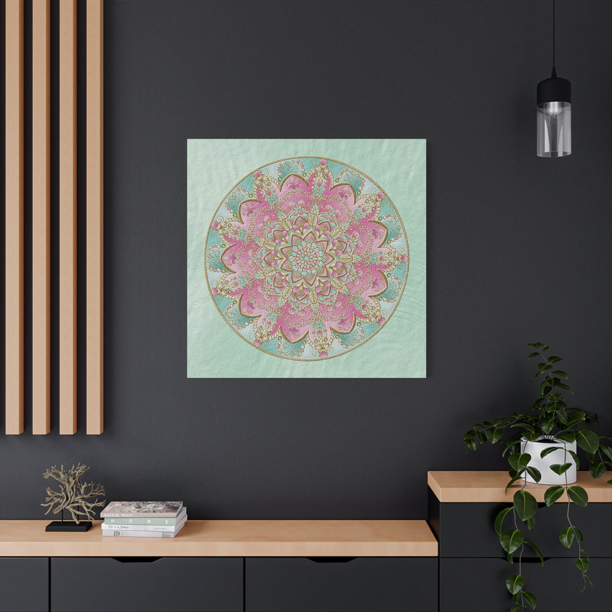 Pastel Pink Mandala Canvas Wall Art