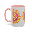 Colorful floral mandala art mug featuring intricate design and vibrant colors