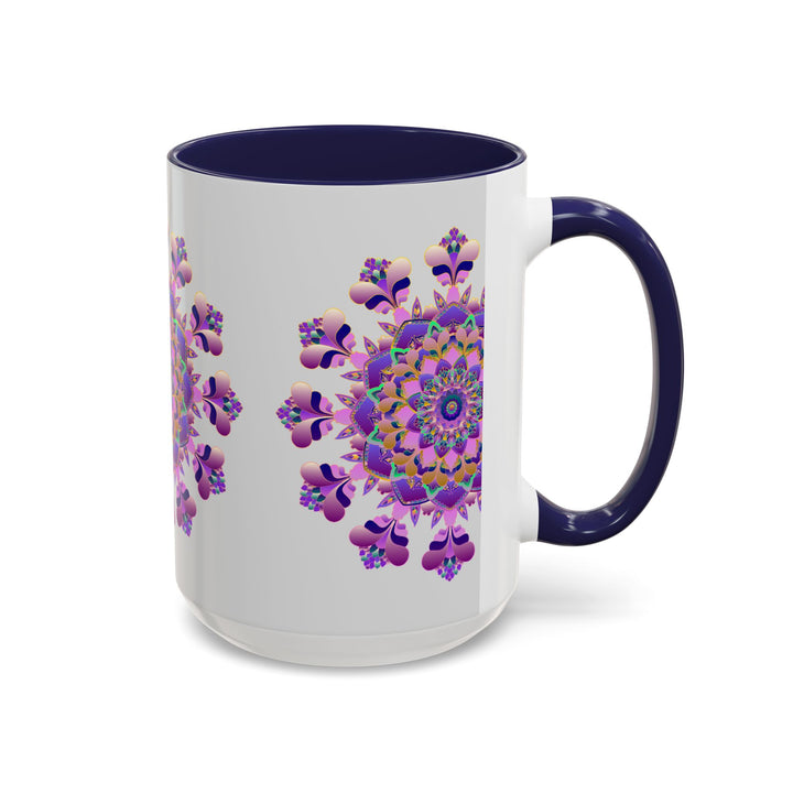 Beautiful purple and pink floral design mandala mug perfect for morning coffee