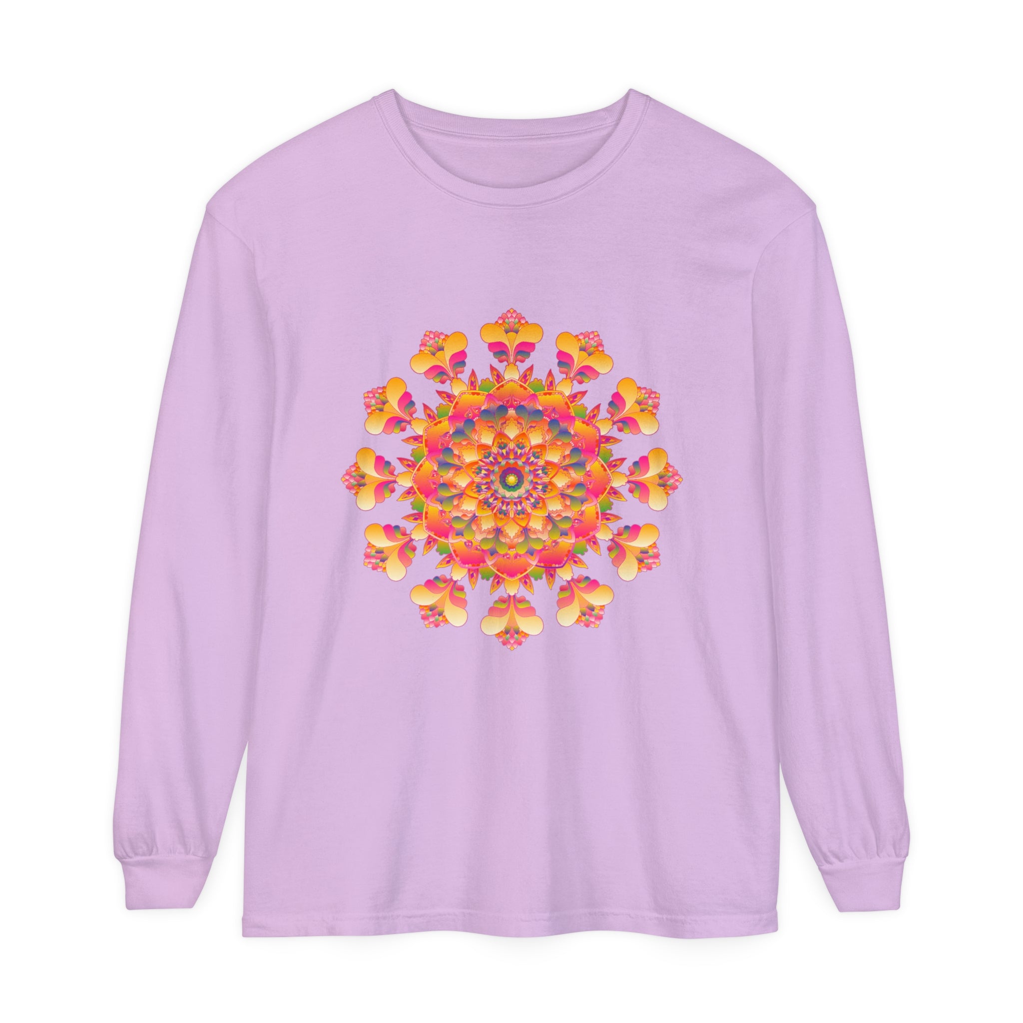 Colorful and intricate mandala design long sleeve t-shirt for men and women